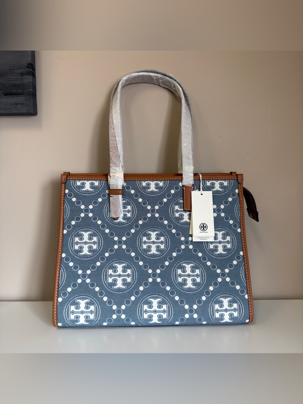 Tory Burch T monogram denim small tote 159642